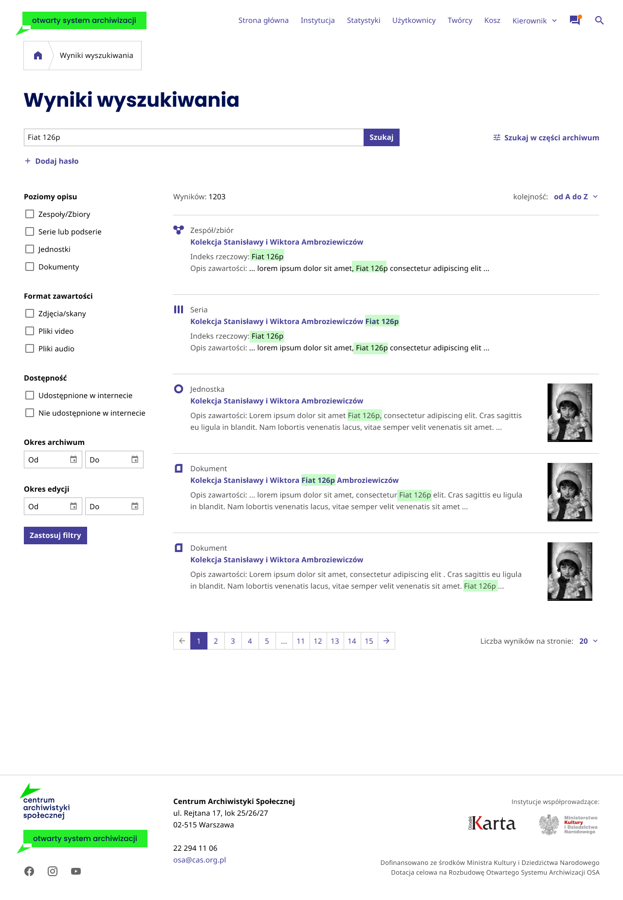 Otwarty System Archiwizacji - wyniki wyszukiwania